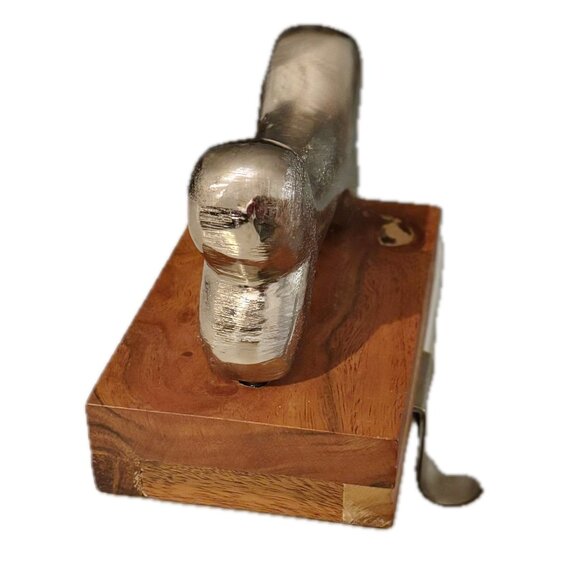 Decorative Dog-shape Silver Stocking Holder, Dog Jacket Hook Acacia Base  NEW - Picture 3 of 8